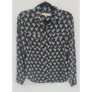 Loft Blouse Squirrel Novelty Women Blouse XS Button Up Long Sleev Teacher Career